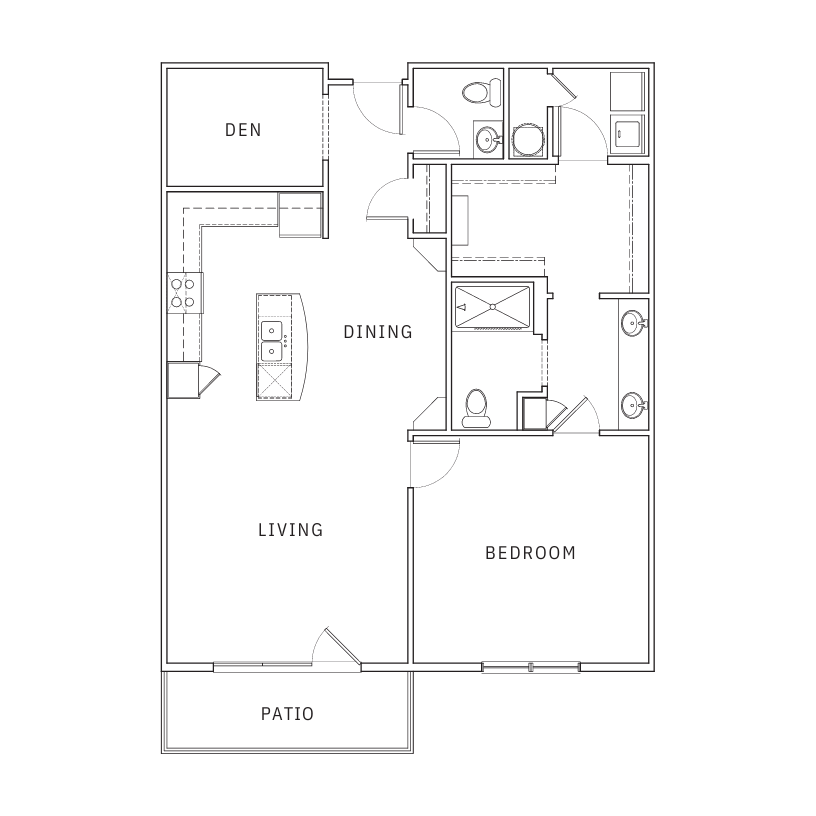 1 Bdrm Floor Plan | Leawood Apartments | Mission 106