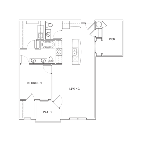1 Bdrm Floor Plan | Leawood Apartments | Mission 106
