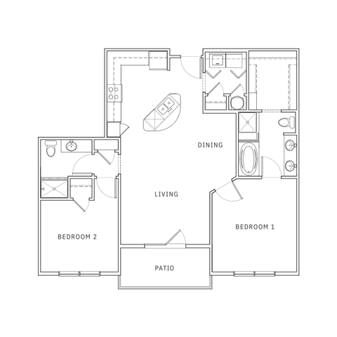 2 Bedroom Floor Plan | Apartments for Rent in Leawood KS | Mission 106