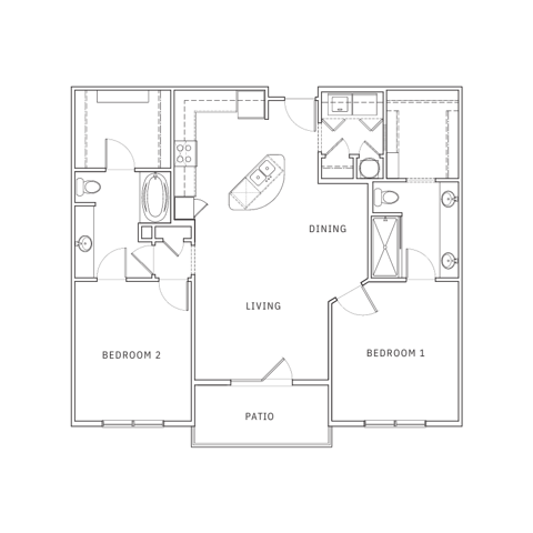 2 Bedroom Floor Plan | Apartments for Rent in Leawood KS | Mission 106