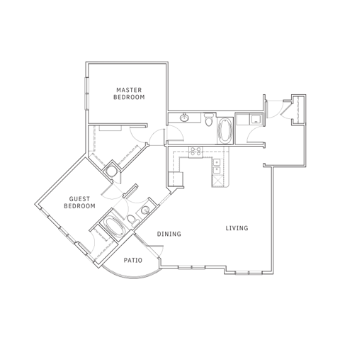 2 Bedroom Floor Plan | Apartments for Rent in Leawood KS | Mission 106