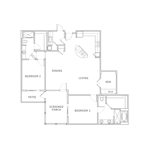 2 Bedroom Floor Plan | Apartments for Rent in Leawood KS | Mission 106