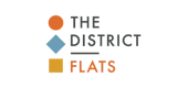 District Flats logo: A sleek and modern logo featuring the text 'District Flats' in bold, capitalized letters. The letters are black and placed on a white background, creating a clean and professional aesthetic.