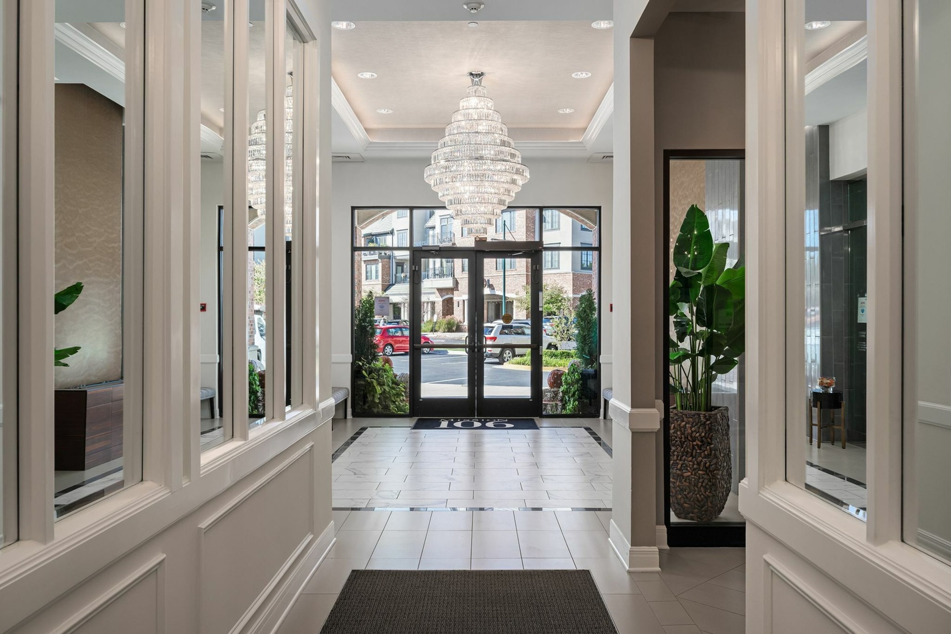 Inviting community lounge with stylish decor and natural light at Mission 106.