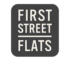Chic logo of First Street Flats with modern typography, showcasing sophistication and style.
