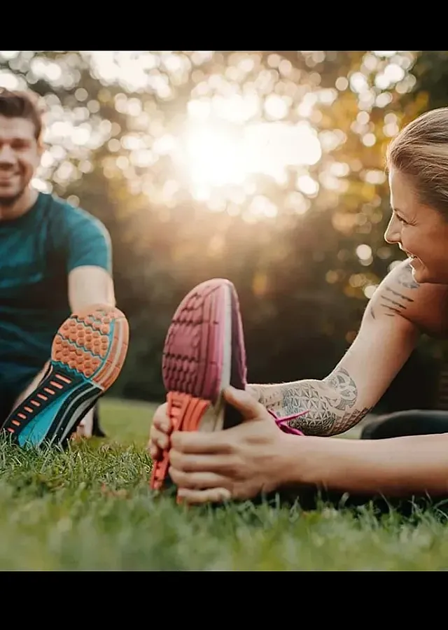 Runners stretching