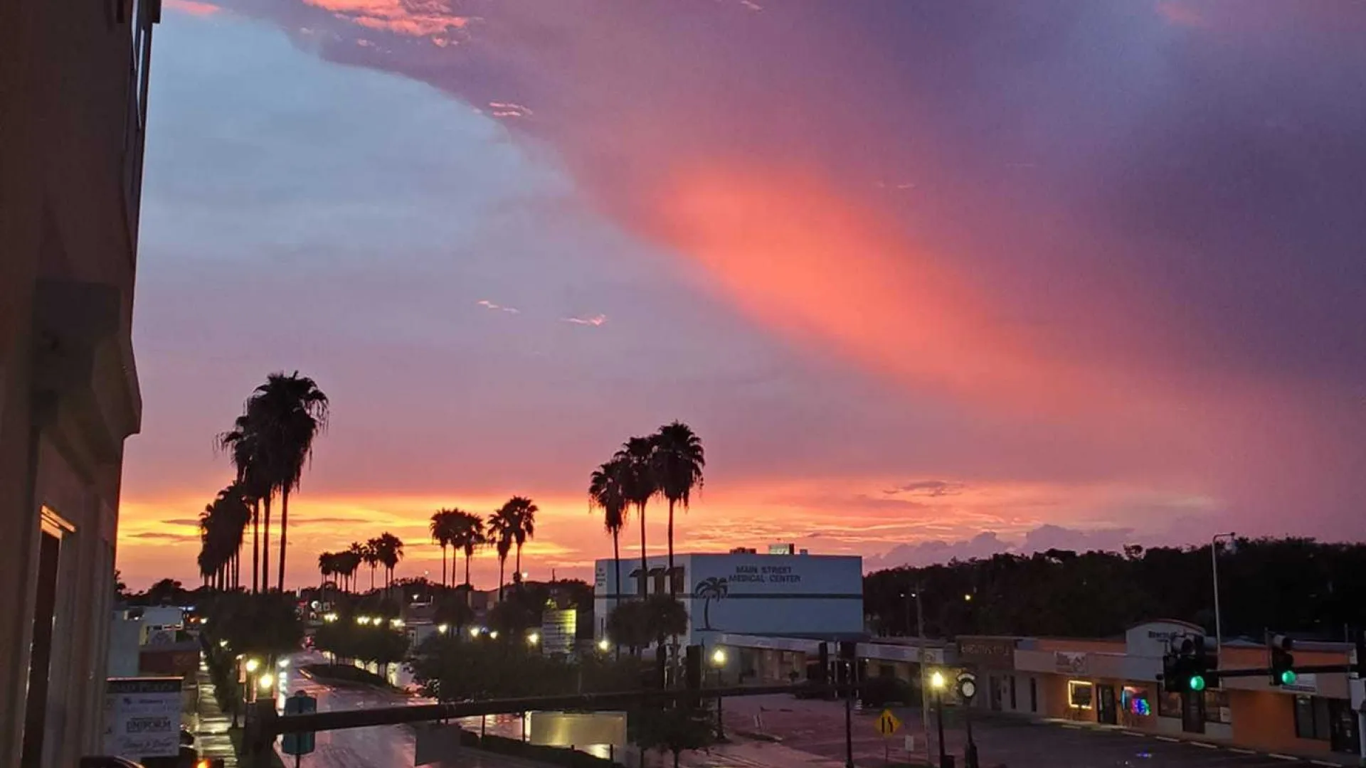 Beautiful evening river view from a balcony