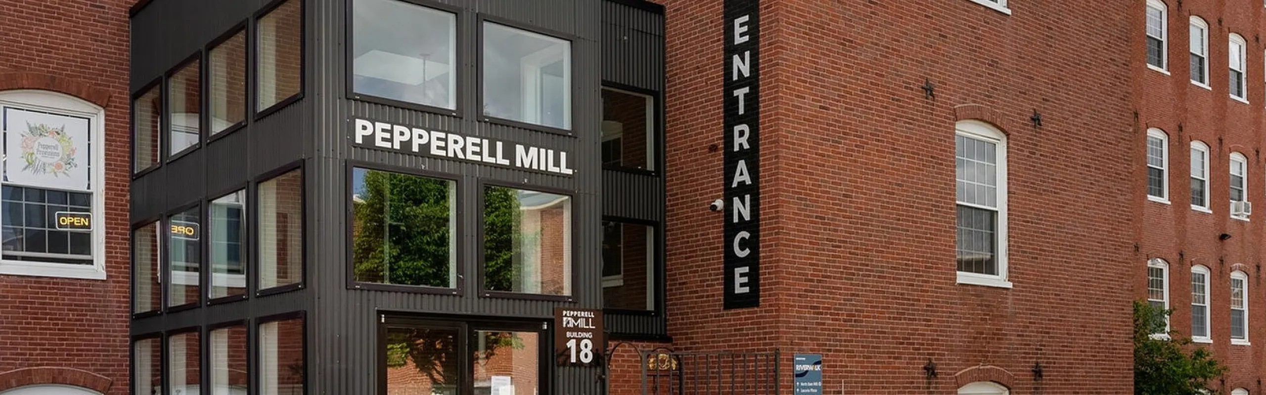 photo of pepperell mill campus exterior entrance