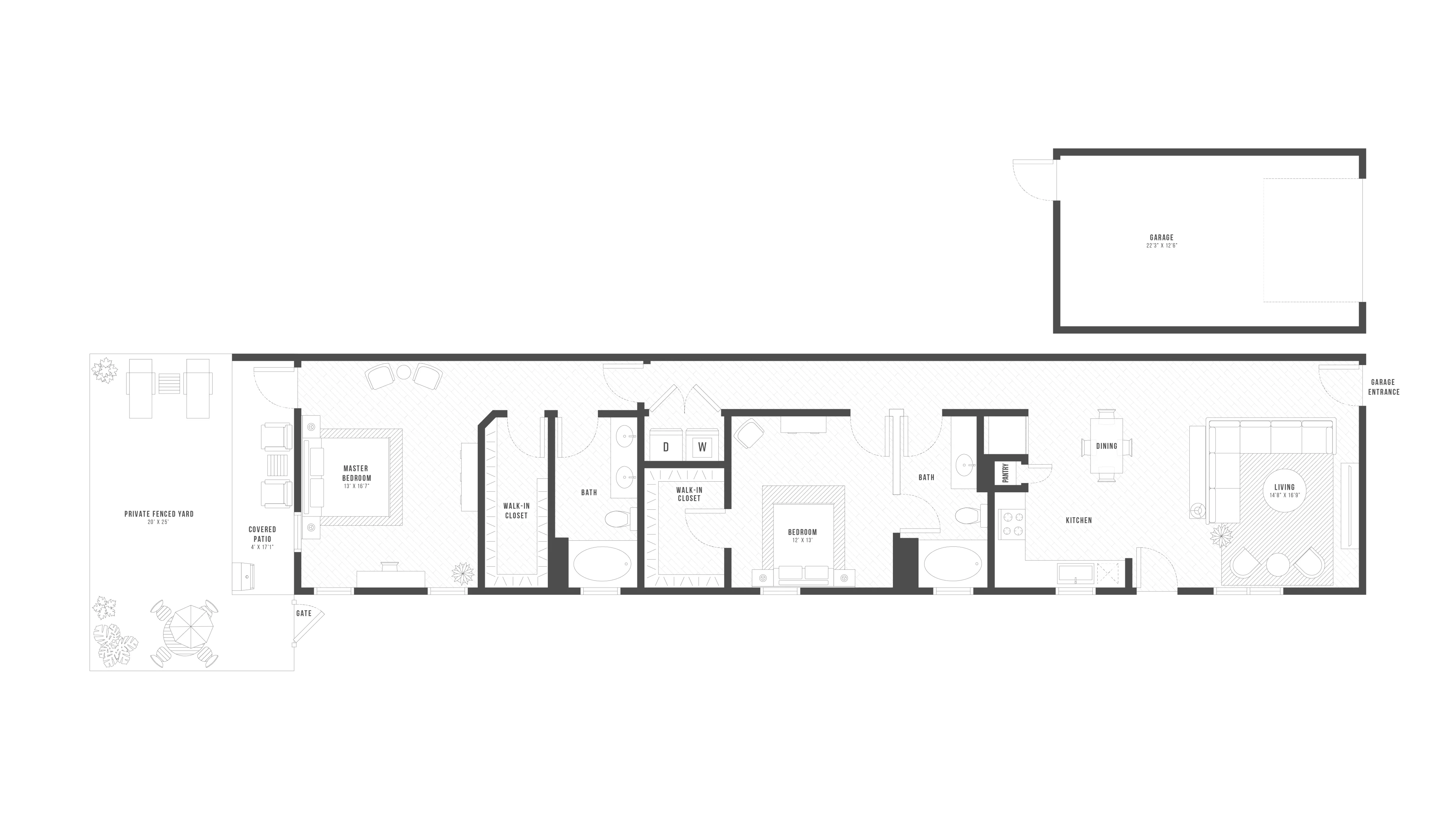 2 Bedroom Floor Plan | Apartments In McKinney TX | Luxe Prosper