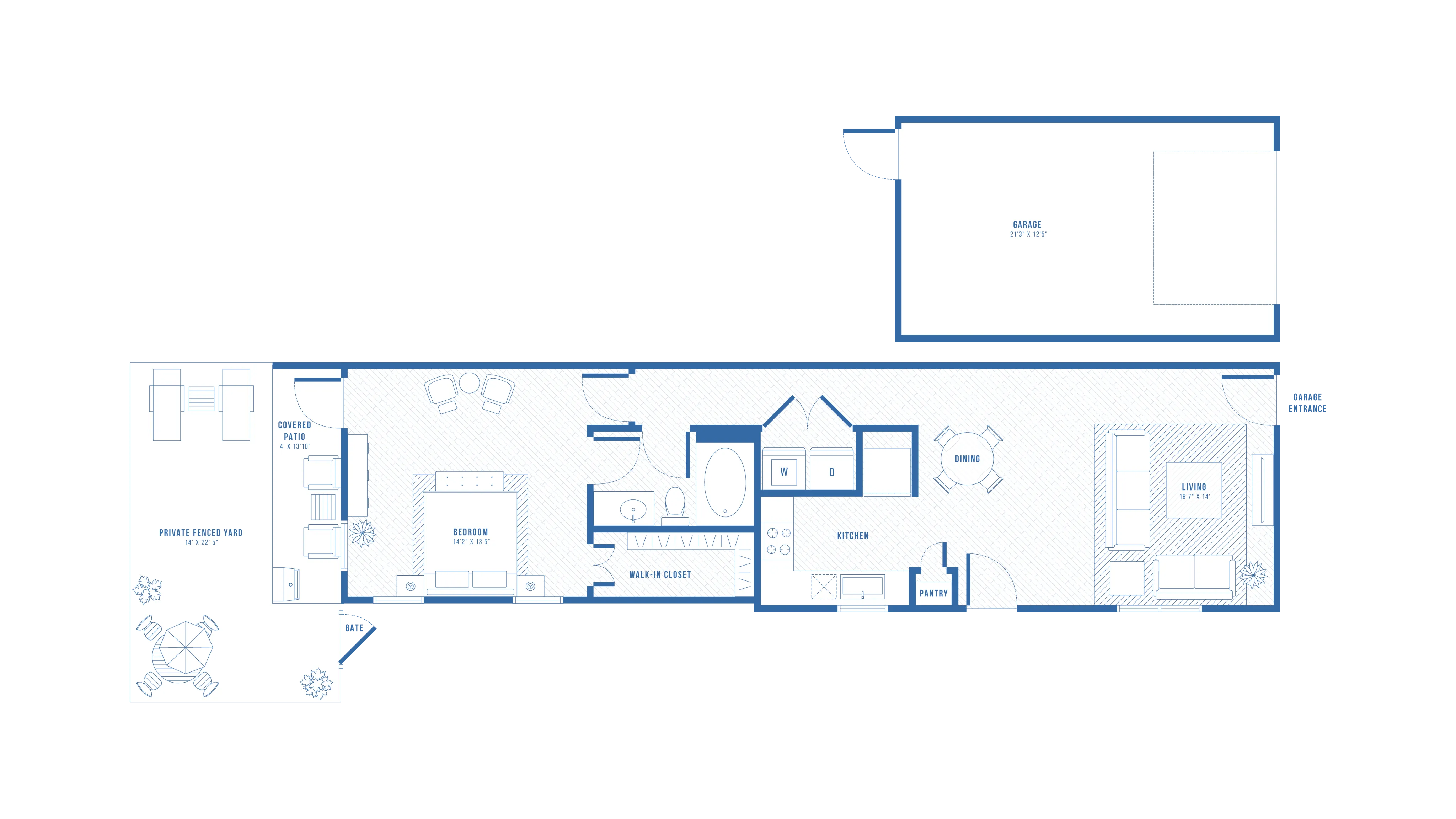 1 Bed 1 Bath Floor Plan | Apartments in Little Elm, TX | The Mansions at Oak Point