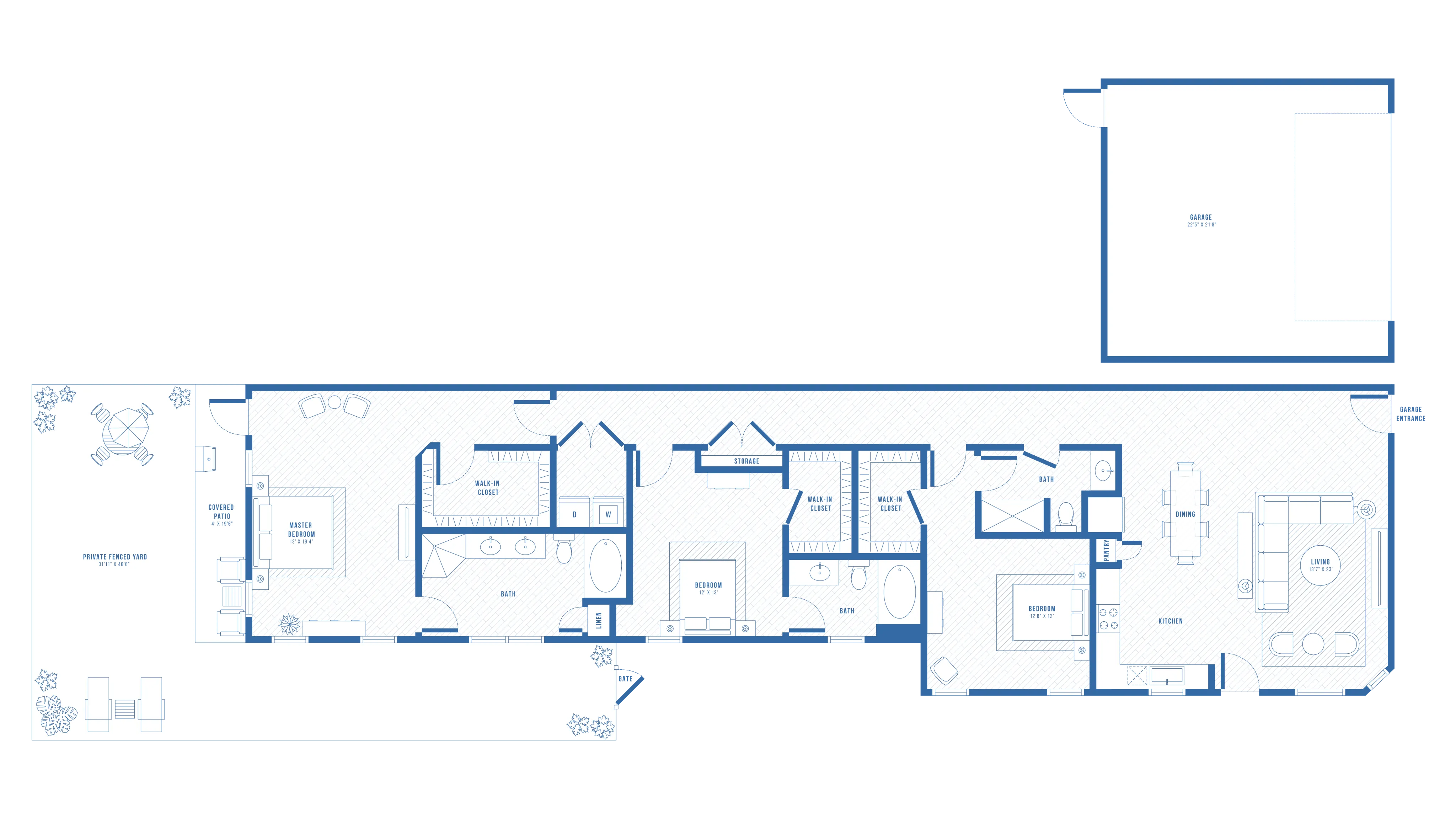 3 Bed 3 Bath Floor Plan | Apartments in Little Elm, TX | The Mansions at Oak Point