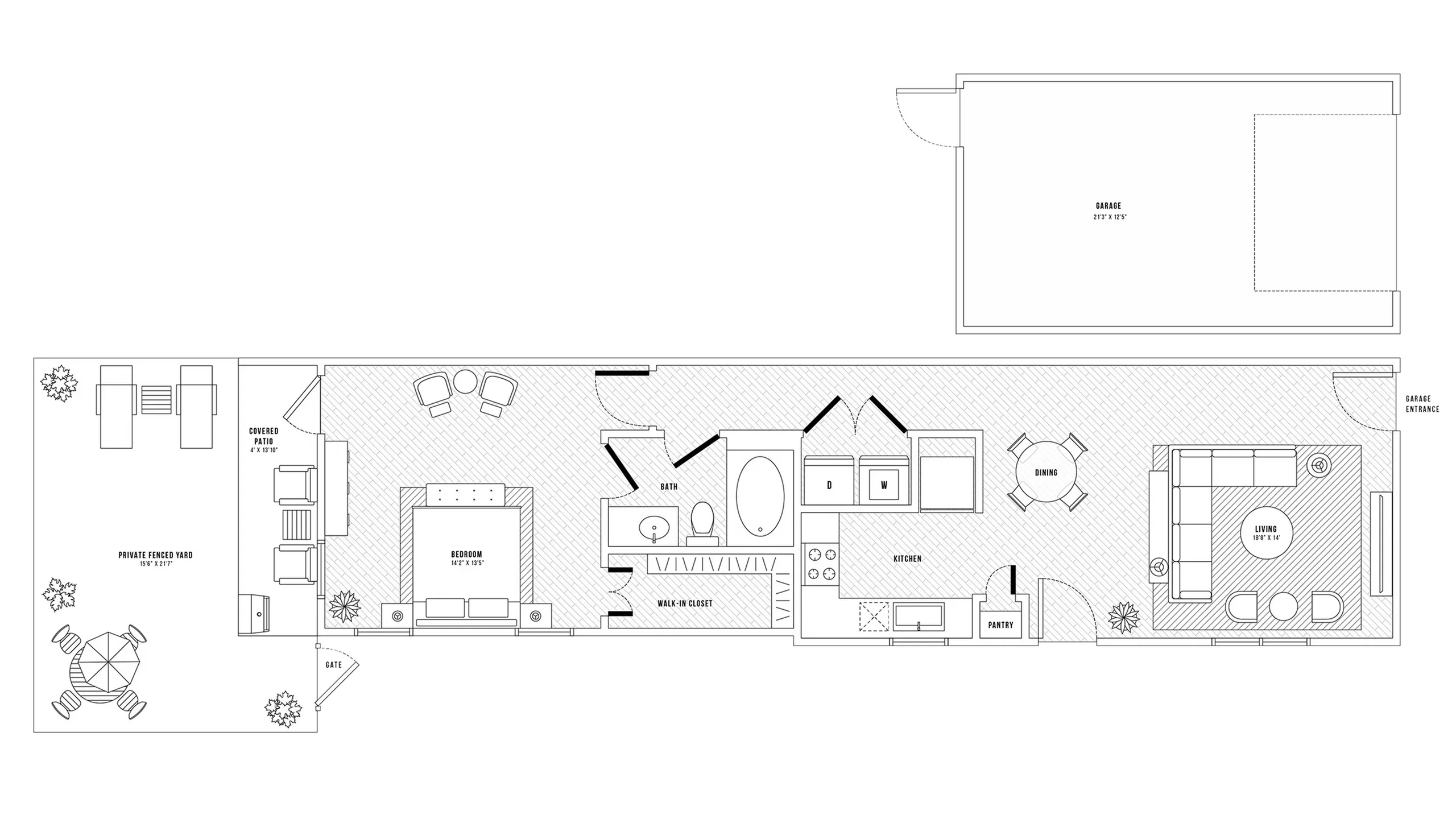 LANTANA A5 1 bed -1 bath | 1-car garage