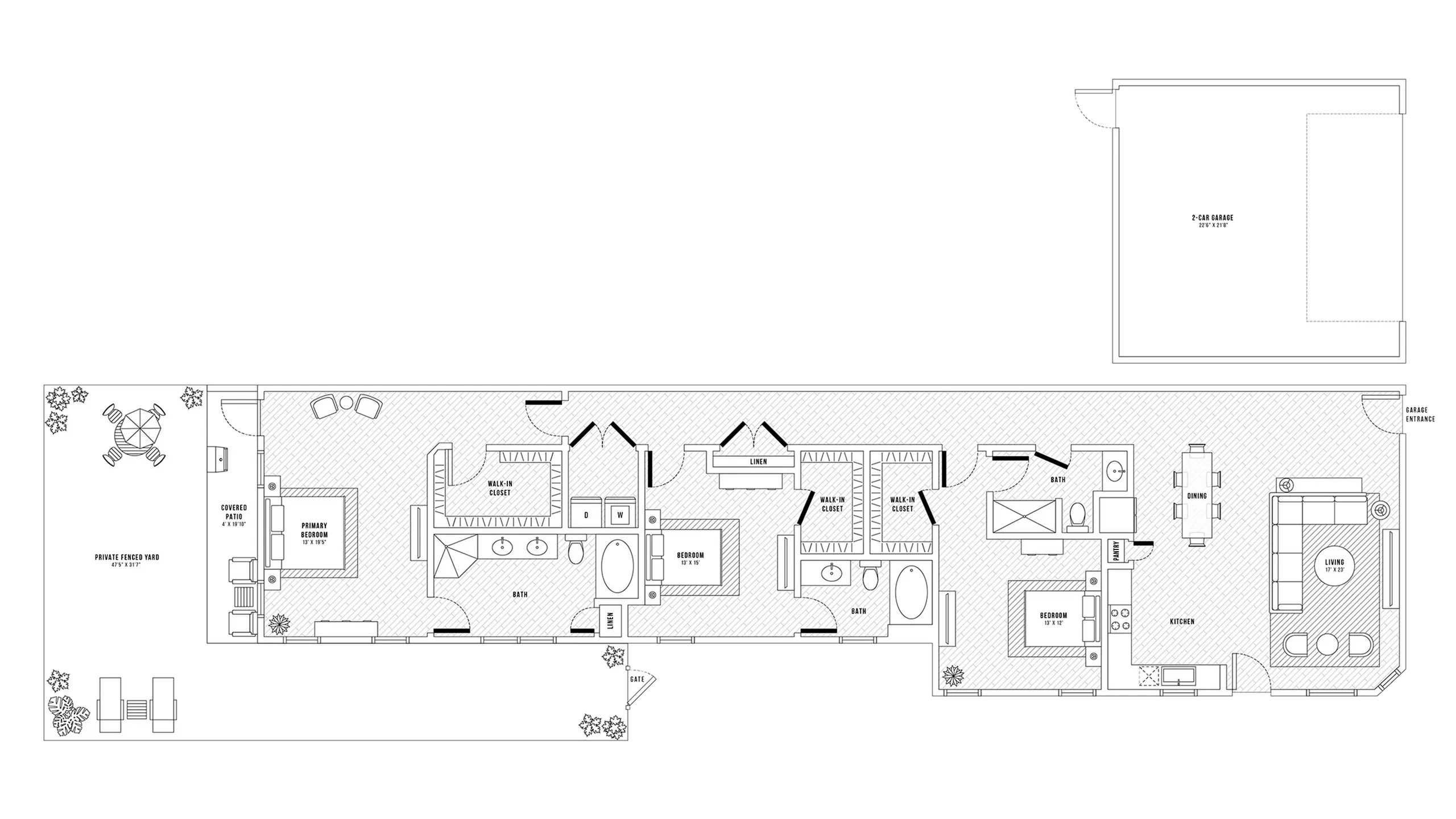 HONEYSUCKLE | 3 bed - 3 bath Floor Plan | 2-car garage