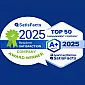 Award-winning 2025 Resident Satisfaction badge, highlighting A+ top 50 management company recognition by SatisFacts.