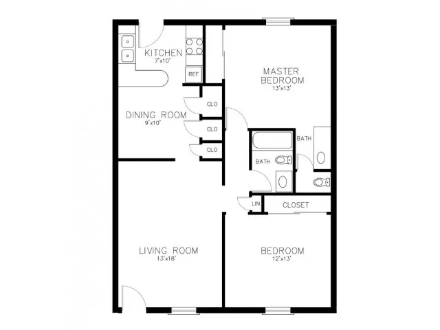 Two Bedroom One Bath Garden