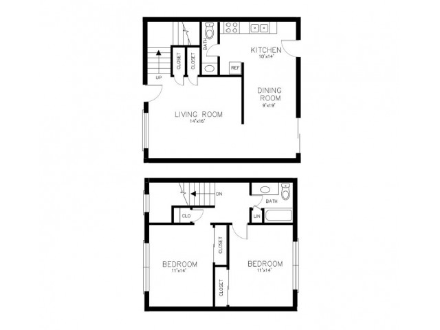 Two Bedroom One Half Bath Townhouse