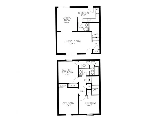 Three Bedroom One/& A Half Bath Townhouse