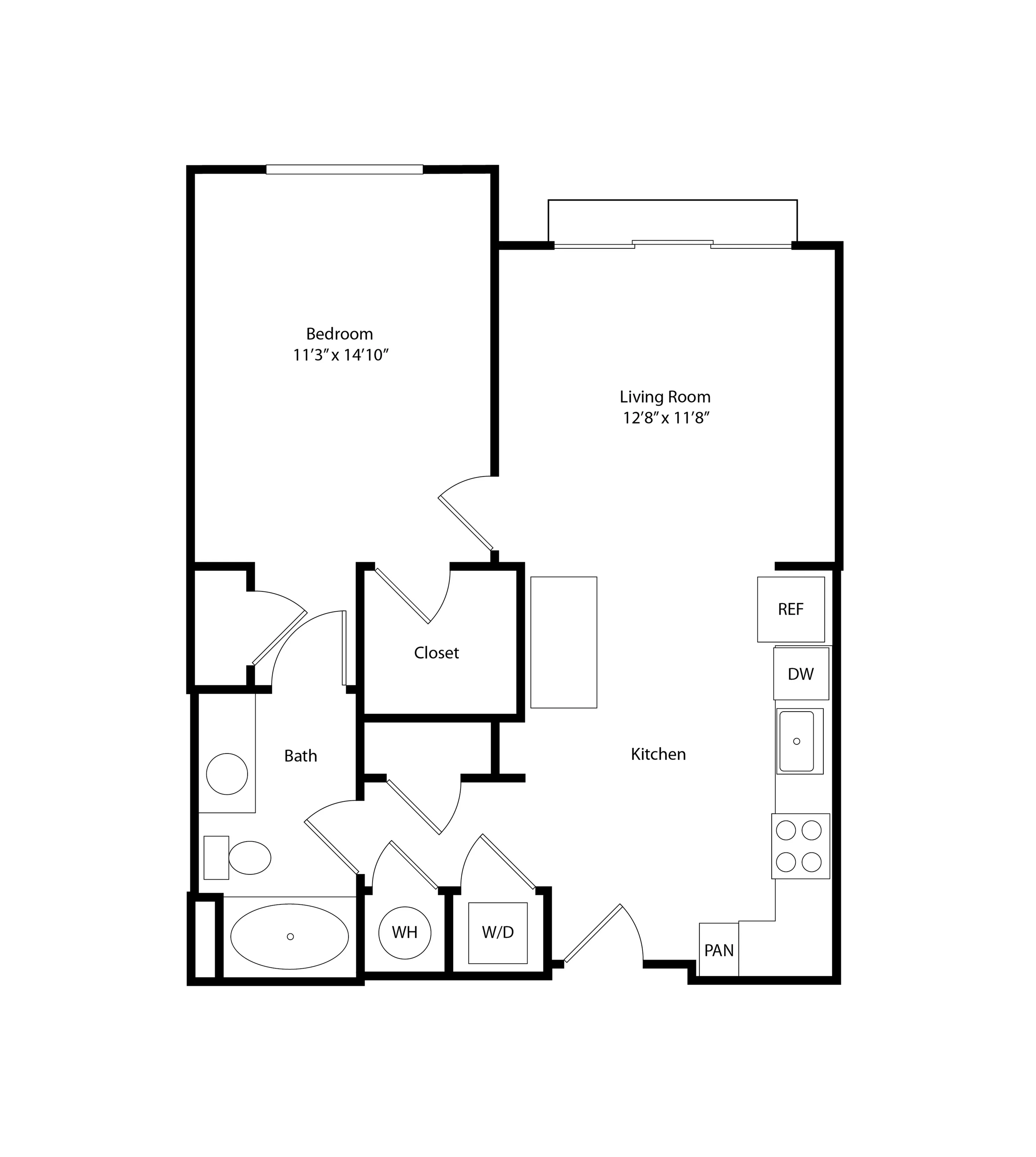 One Bedroom (A1b): 1 bed 1 bath in Fort Belvoir | 746 sq ft
