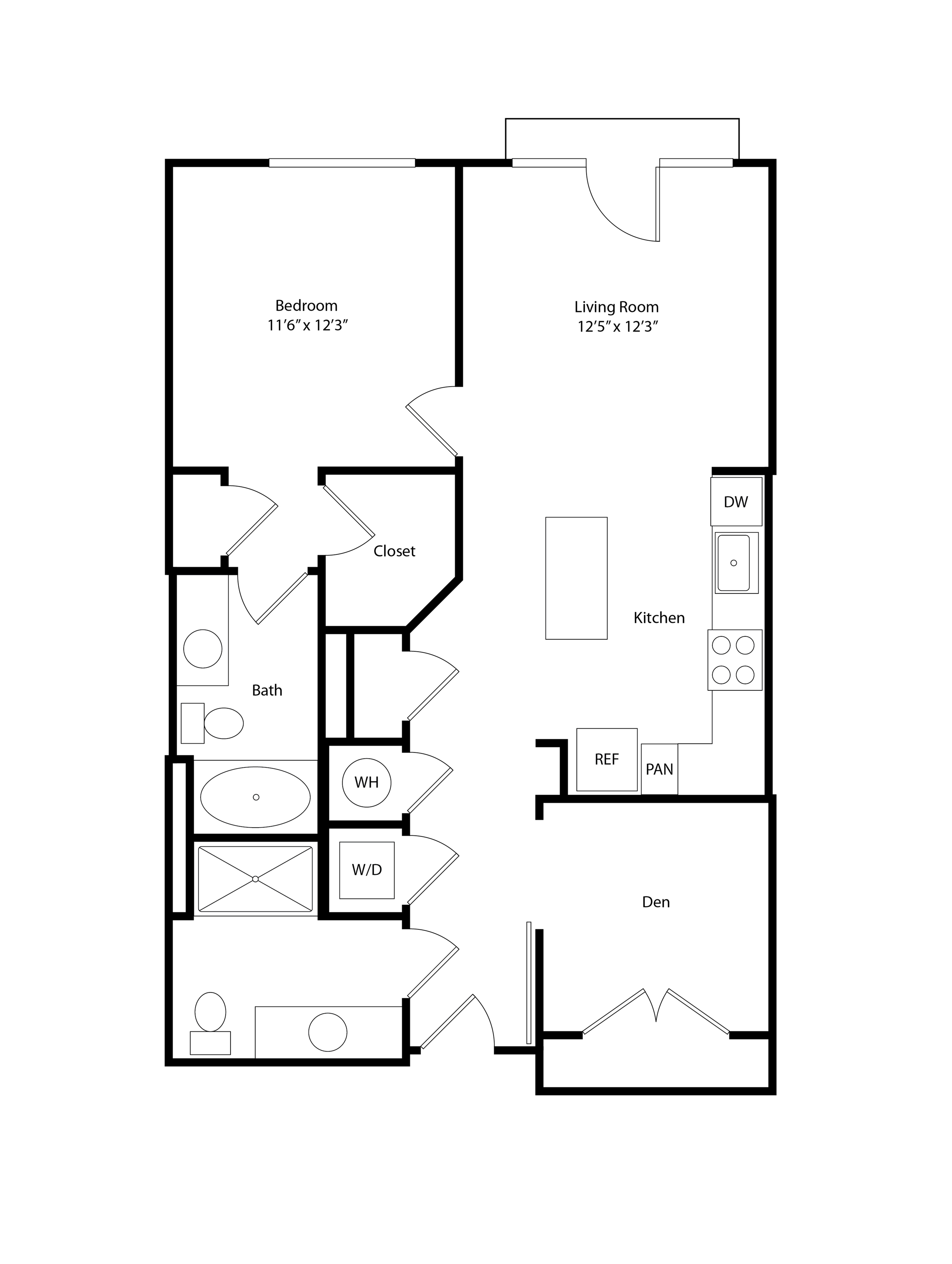 One Bedroom w/ Den A4: 1 Bed 1 Bath in Fort Belvoir | 944 sq ft