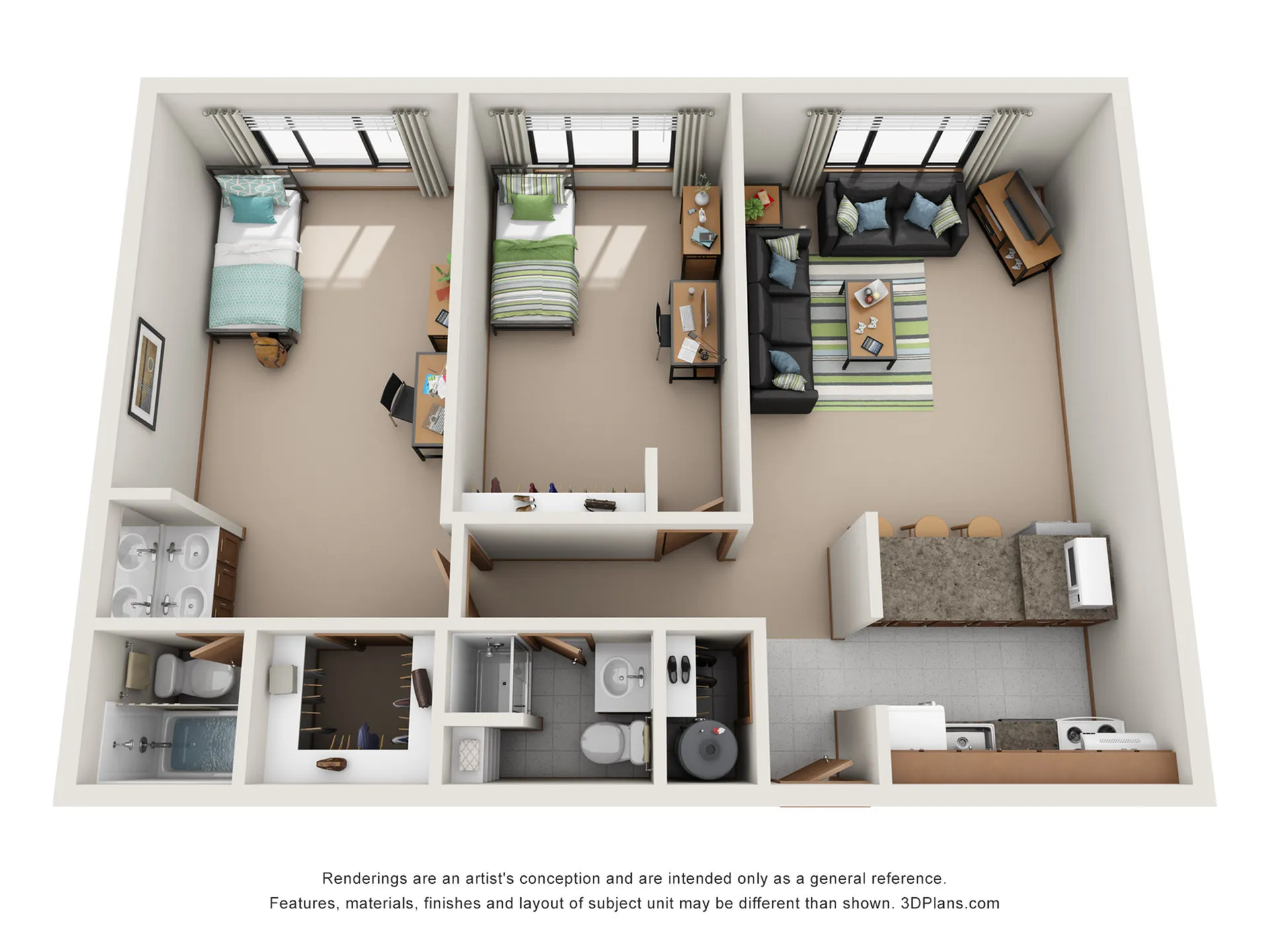 2 Bed A - Private - Washer Dryer
