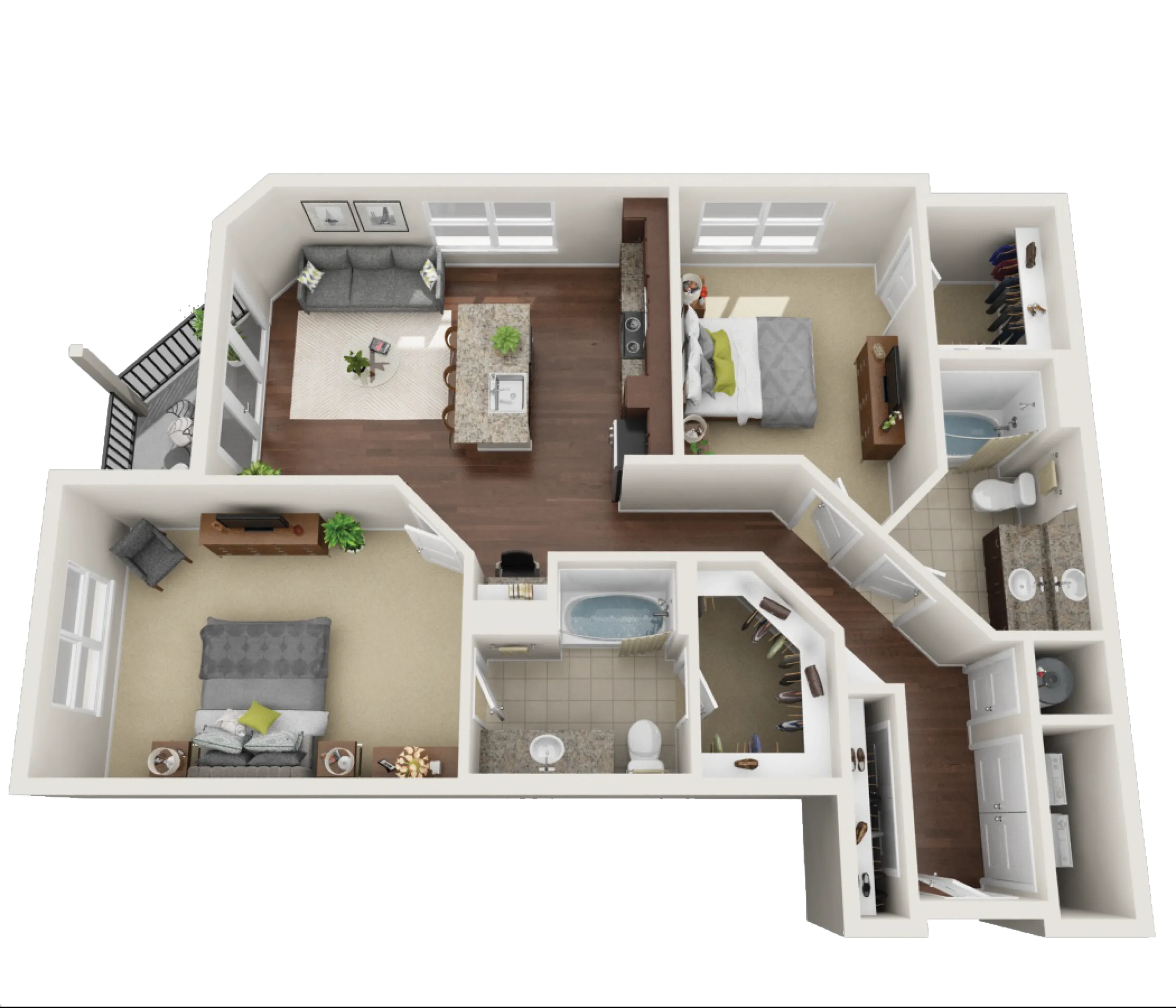 Two Bedroom (B5m): 2 Bed 2 Bath in Fort Belvoir | 1199 sq ft