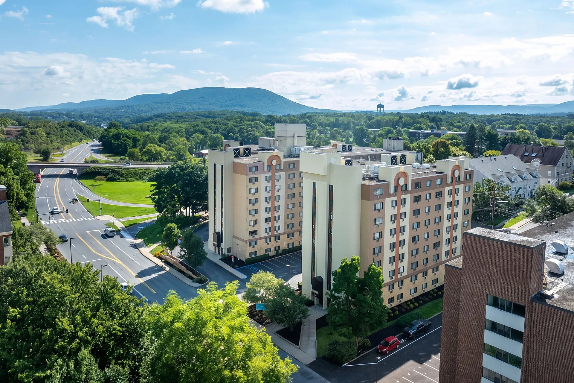 Aerial photo of Meridian on College Avenue showing proximity to PSU main campus
