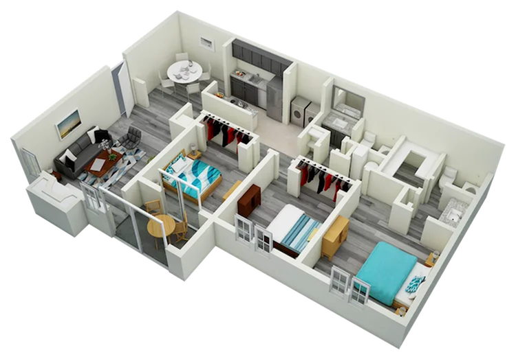 Waterstone Three Bedroom Two Bath 1520 Sq Ft 3 Bed Apartment