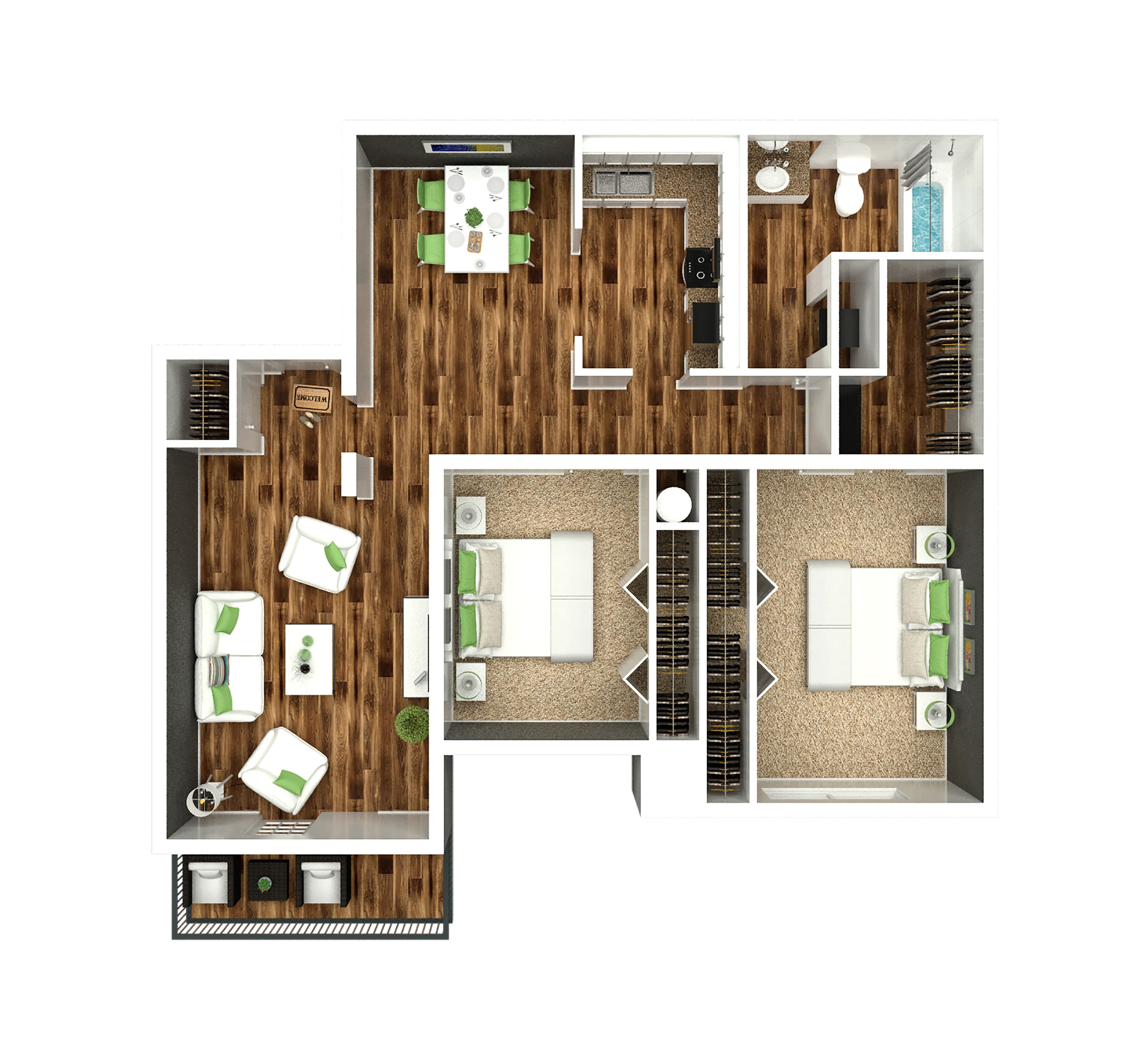 2 Bedroom 1 Bath Washer Dryer connections