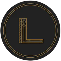 Elegant circular monogram design with a stylized letter 'L' in gold on a black background, exuding luxury and sophistication.
