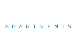 Chic logo of Woodland Apartments in elegant white and blue typography.