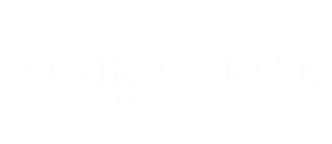 Prairie Creek Estates elegant logo in sophisticated white font on a transparent background.