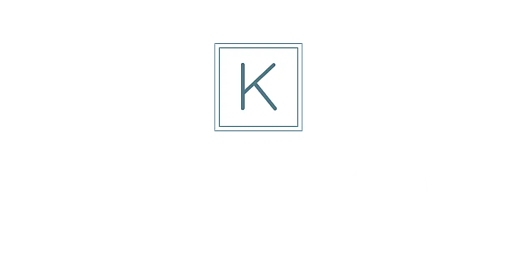 Elegant logo design for The Kensington, featuring a minimalistic 'K' inside a bordered square.