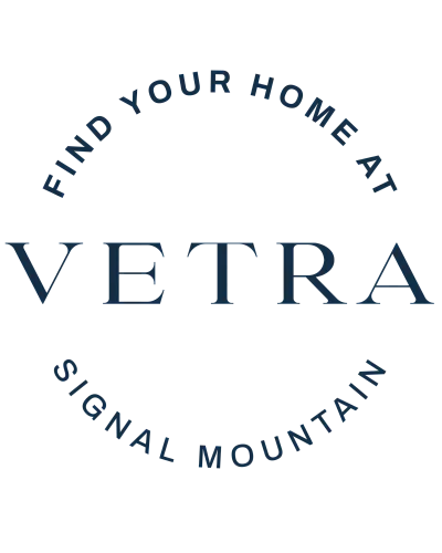 Elegant VETRA logo with 'Find Your Home at Signal Mountain' encircling the brand name.