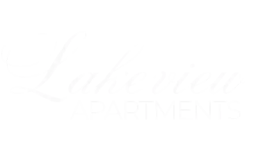 Elegant logo of Lakeview Apartments featuring stylish cursive script.