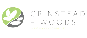 Grinstead + Woods logo featuring a modern green and gray circular design with leaf motifs.