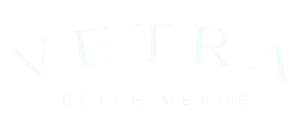 Elegant Vetra Belle Meade logo on a sleek black background, showcasing luxury and sophistication.