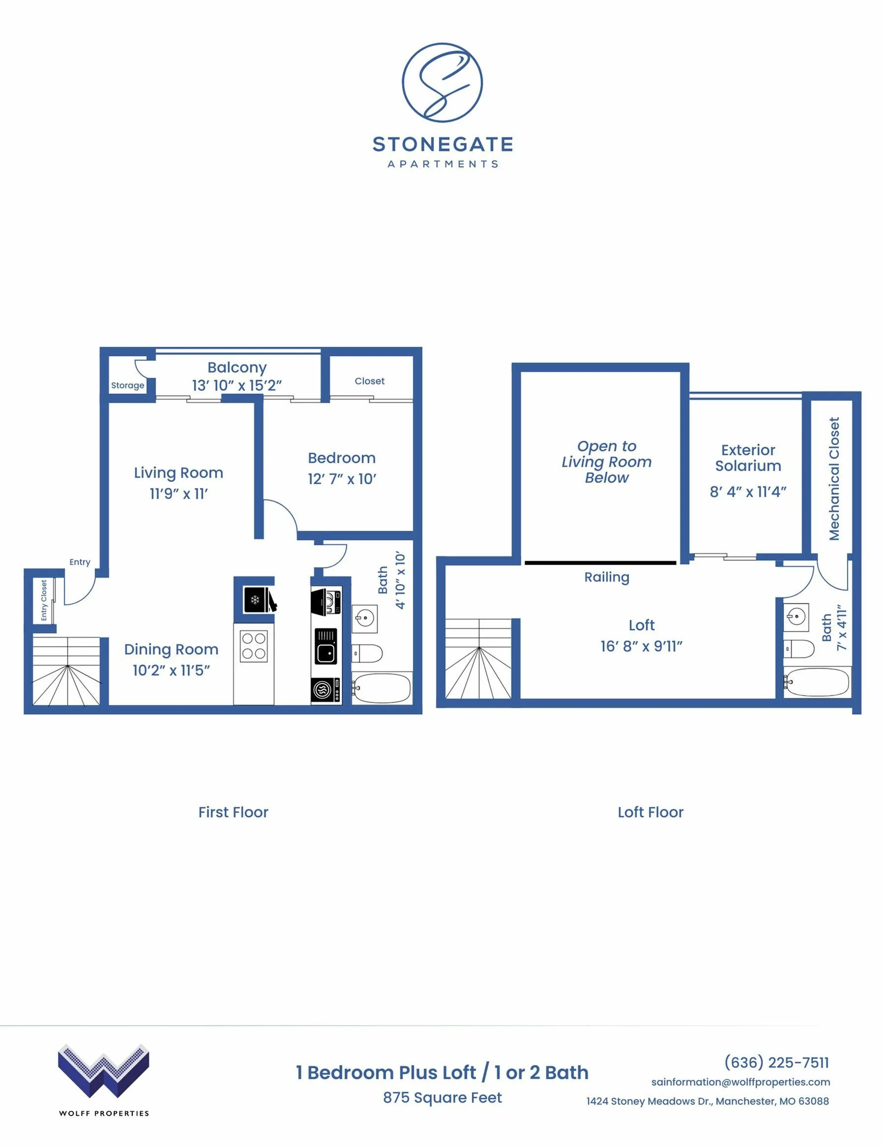 One Bedroom Two Bathroom Loft | Manchester, MO Apartments