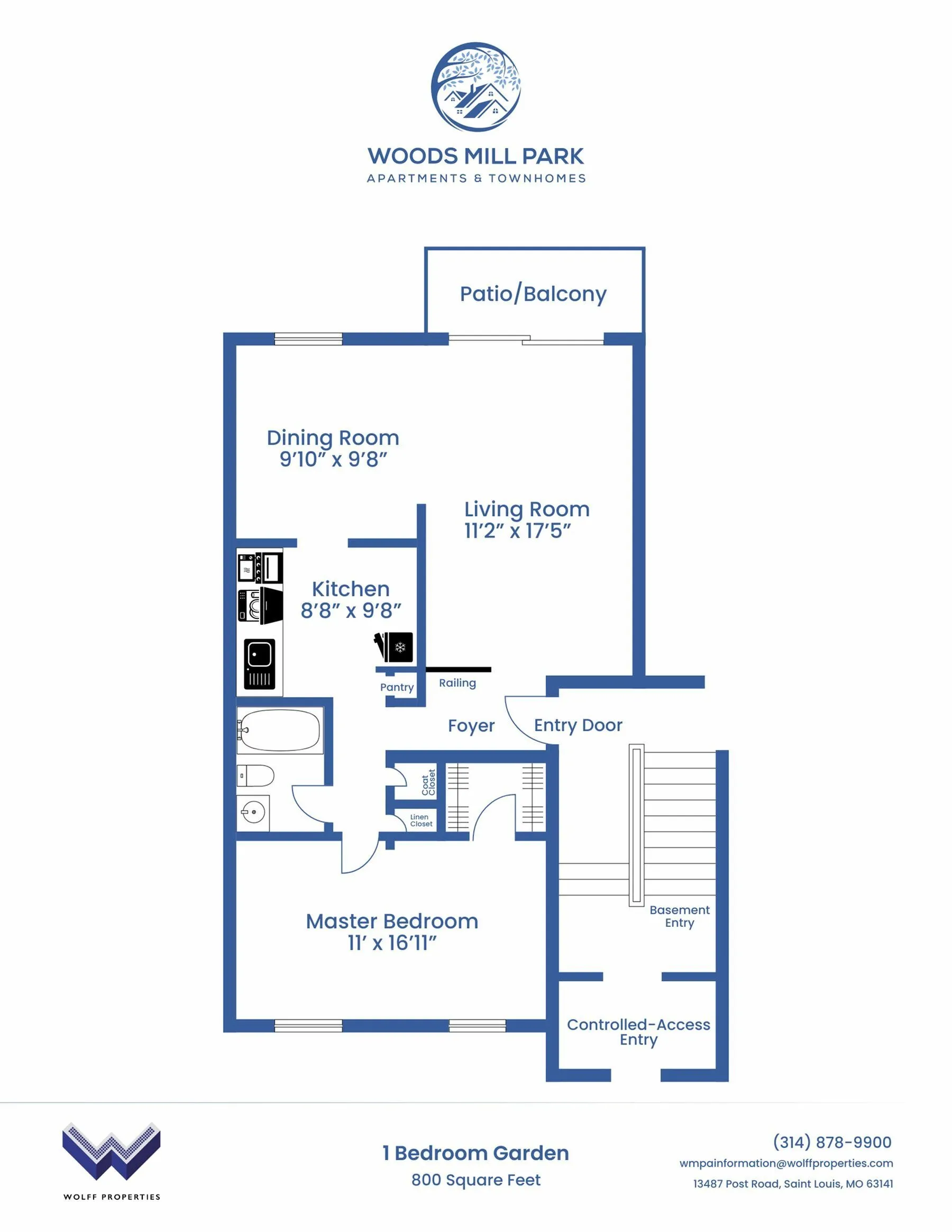 1 bed 1 bath | Woods Mill Park Apartments & Townhomes in Chesterfield, MO