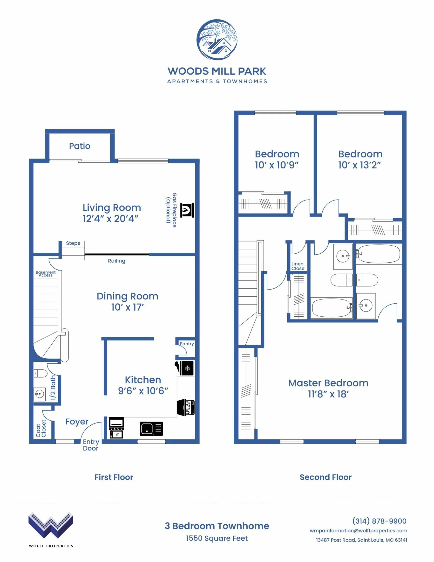 3 Bed Townhouse | Woods Mill Park Apartments & Townhomes in Chesterfield, MO