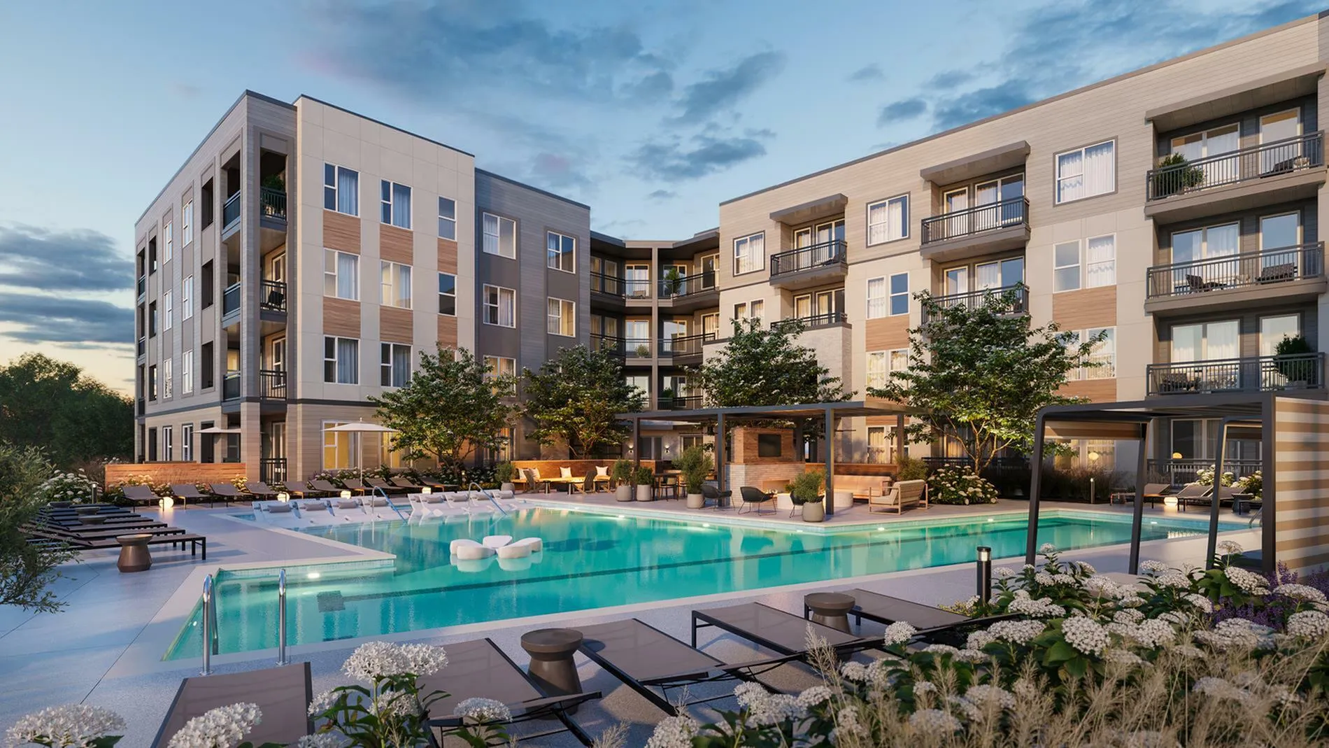 Resort-style pool at The Hickory at Indian Lake pet-friendly apartments in Hendersonville, TN