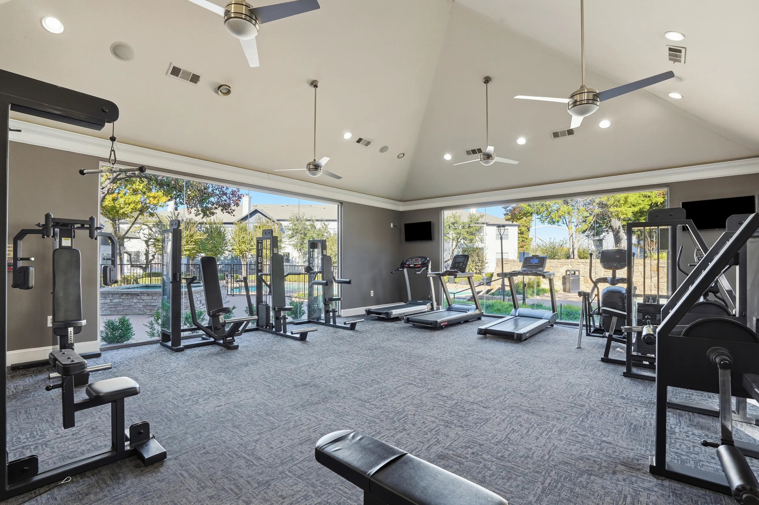 Large Fitness Center with treadmills and other equipment