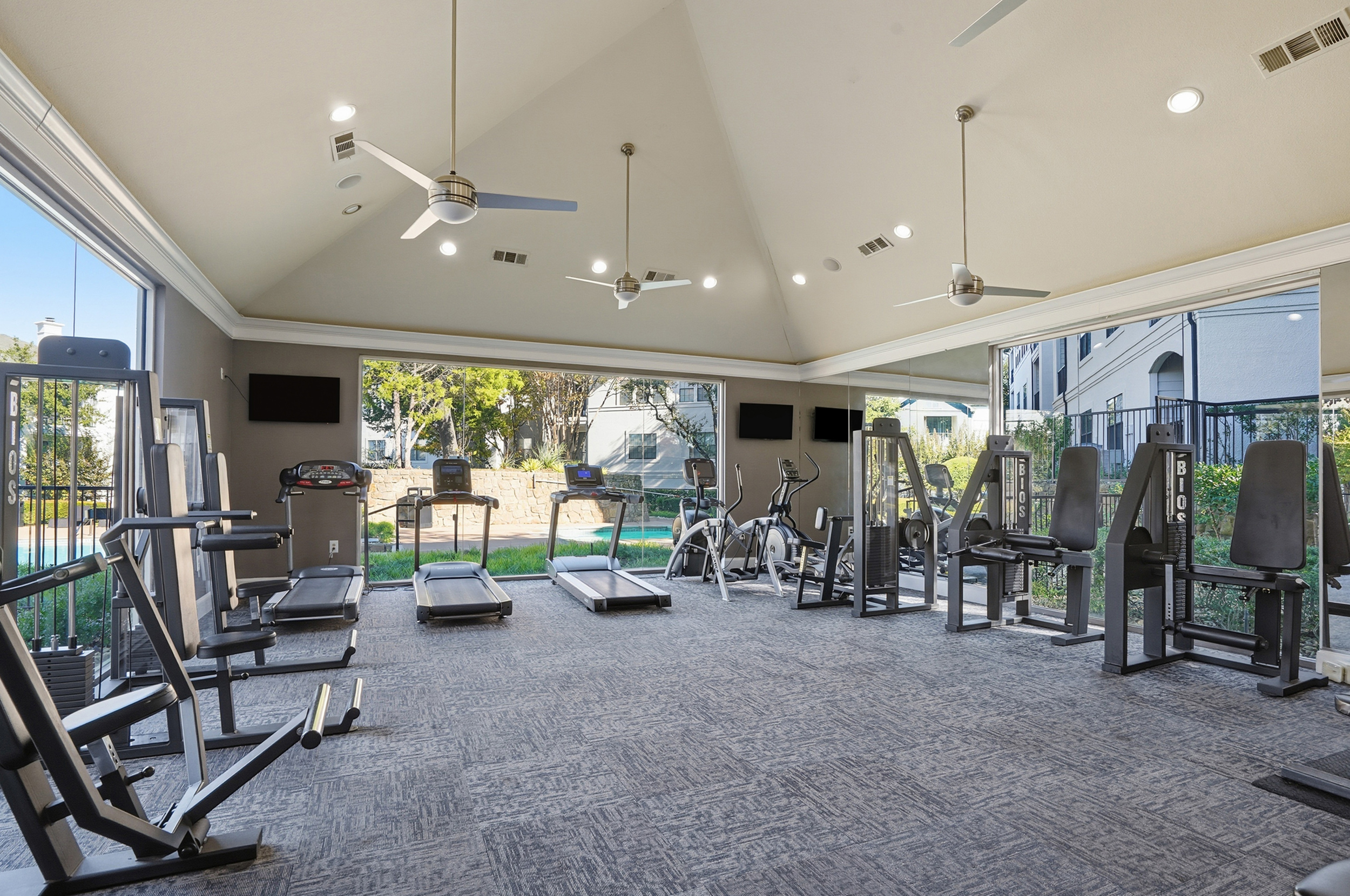 Large Fitness Center with large windows for great views