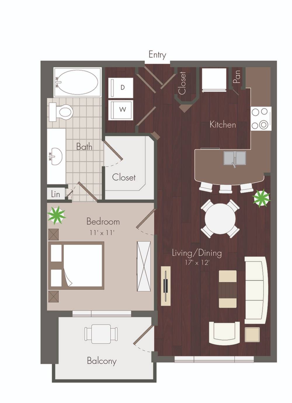 1 bedroom floor plan