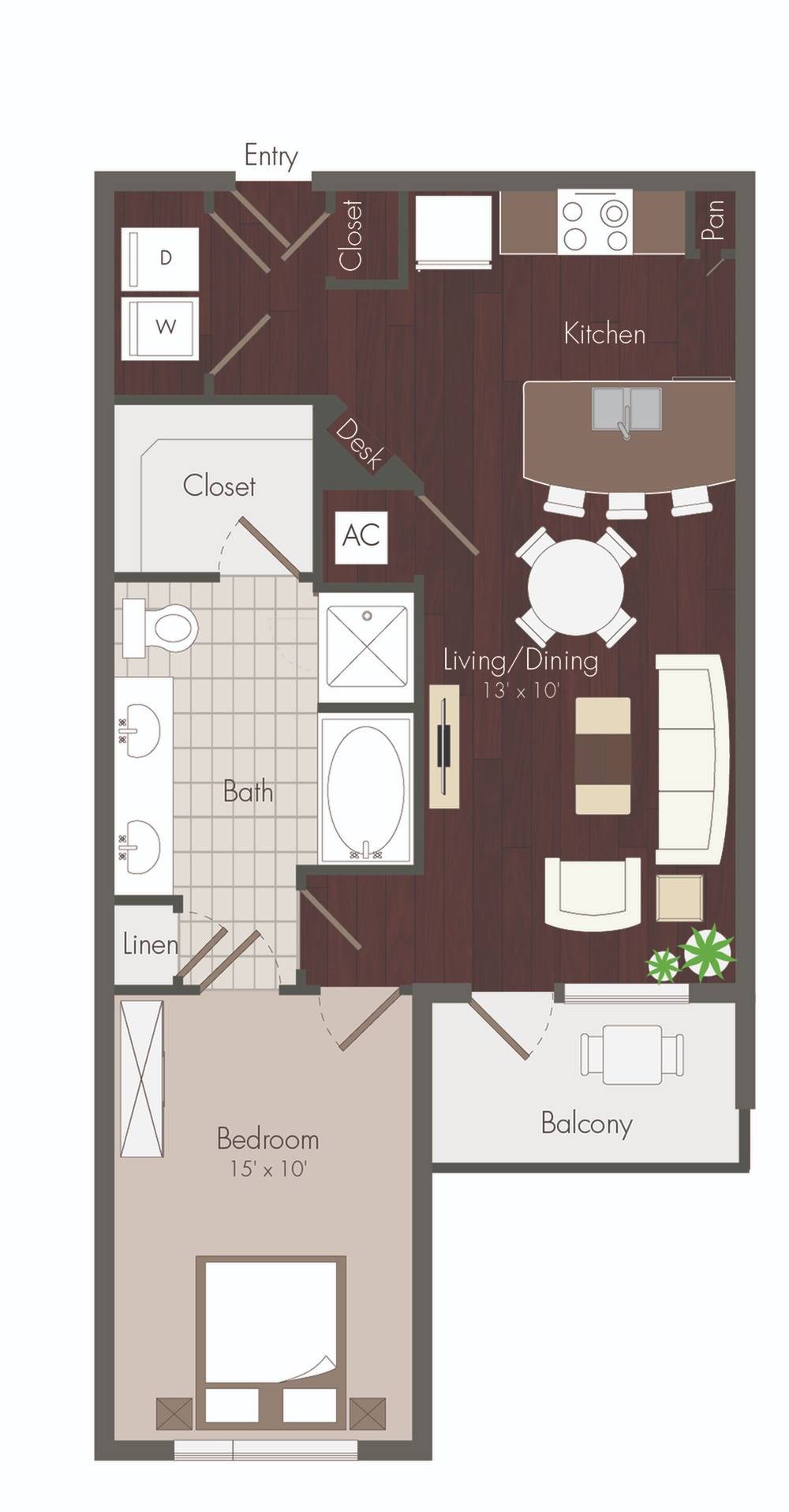 1 bedroom floor plan