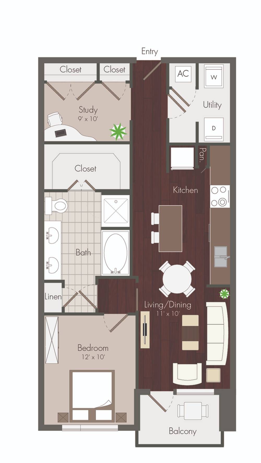 1 bedroom floor plan