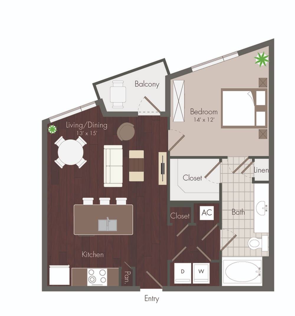 1 bedroom floor plan