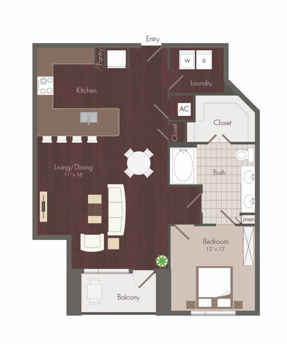 1 bedroom floor plan