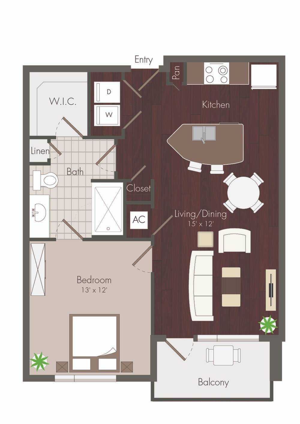1 bedroom floor plan