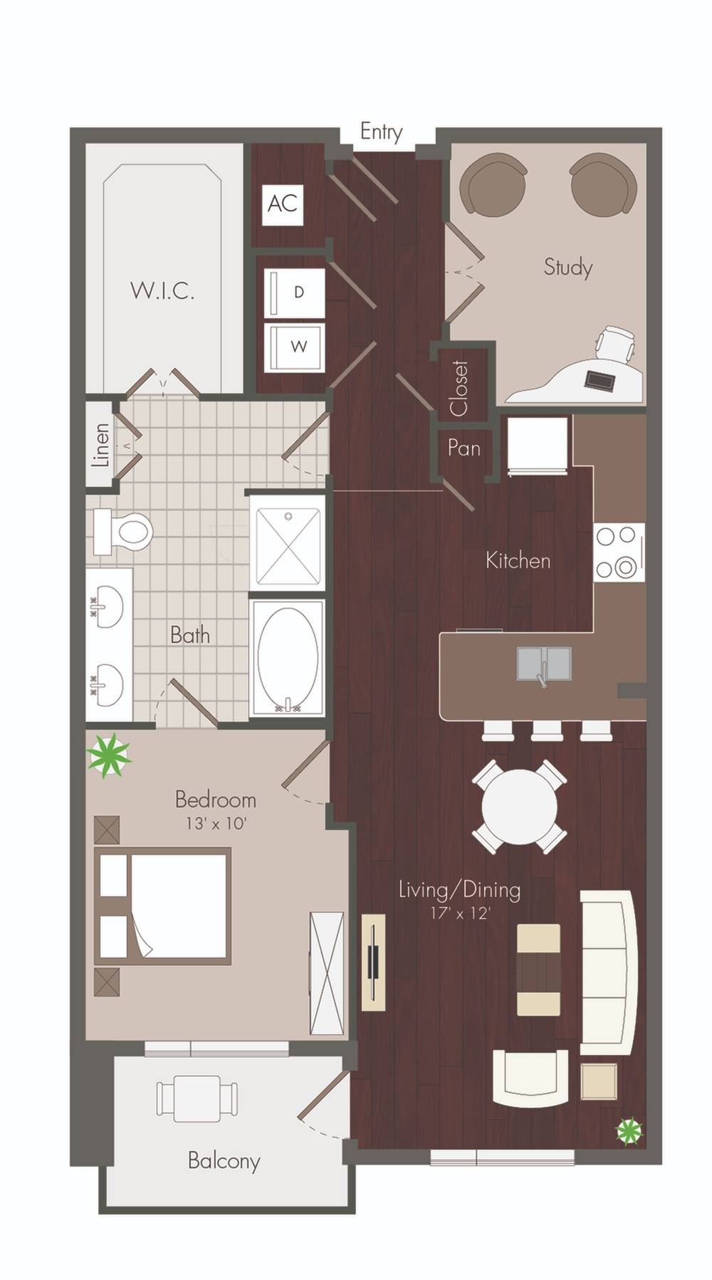 1 bedroom floor plan