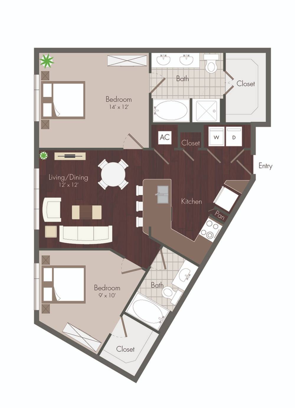2 Bedroom Floorplan